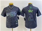 Tampa Bay Rays #2 Yandy Diaz Youth Charcoal 2024 City Connect Limited Jersey
