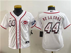 Cincinnati Reds #44 Elly De La Cruz Youth White 2025 Speedway Classic Limited Jersey
