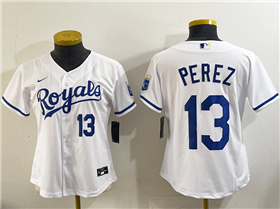 Kansas City Royals #13 Salvador Perez Women's White Limited Jersey