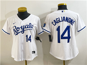 Kansas City Royals #14 Jac Caglianone Women's White Limited Jersey