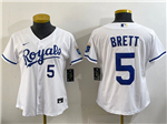 Kansas City Royals #5 George Brett Women's White Limited Jersey