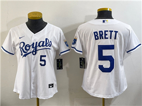 Kansas City Royals #5 George Brett Women's White Limited Jersey