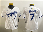 Kansas City Royals #7 Bobby Witt Jr. Youth White Limited Jersey