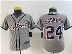 Detroit Tigers #24 Miguel Cabrera Youth Gray Limited Jersey
