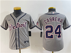 Detroit Tigers #24 Miguel Cabrera Youth Gray Limited Jersey