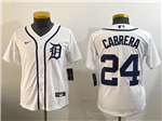 Detroit Tigers #24 Miguel Cabrera Youth White Limited Jersey
