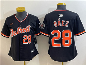 Detroit Tigers #28 Javier Baez Women's Alternate Black Limited Jersey