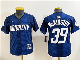 Detroit Tigers #39 Zach McKinstry Youth Navy 2024 City Connect Limited Jersey