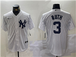 New York Yankees #3 Babe Ruth White Cool Base Jersey