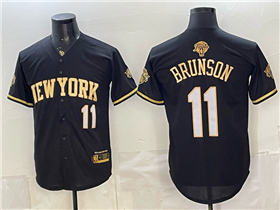 New York Knicks #11 Jalen Brunson Black Gold 2026 Finals Patch Baseball Jersey