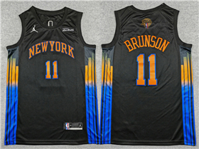 New York Knicks #11 Jalen Brunson Black Statement 2026 NBA Finals Patch Swingman Jersey