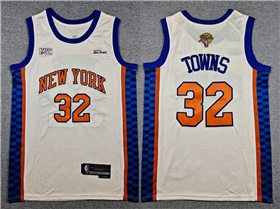New York Knicks #32 Karl-Anthony Towns Cream City 2026 NBA Finals Patch Swingman Jersey