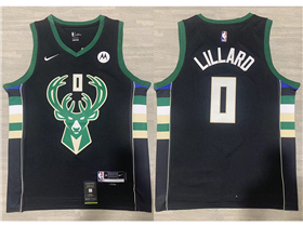 Milwaukee Bucks #0 Damian Lillard Black Swingman Jersey