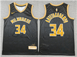 Milwaukee Bucks #34 Giannis Antetokounmpo Black Gold Swingman Jersey