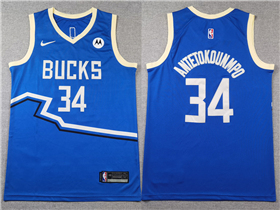 Milwaukee Bucks #34 Giannis Antetokounmpo 2024-25 Blue City Edition Swingman Jersey