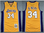 Los Angeles Lakers #34 Shaquille O'Neal 1999-00 Gold Hardwood Classics Jersey