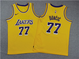 Los Angeles Lakers #77 Luka Dončić Youth Gold Swingman Jersey