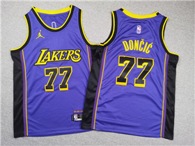 Los Angeles Lakers #77 Luka Dončić Youth 2022-25 Purple Statement Swingman Jersey