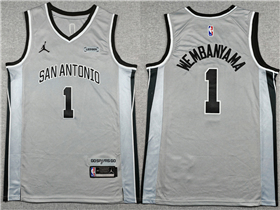 San Antonio Spurs #1 Victor Wembanyama 2025-26 Gray Statement Edition Swingman Jersey