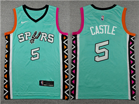 San Antonio Spurs #5 Stephon Castle Turquoise City Edition Swingman Jersey