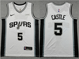 San Antonio Spurs #5 Stephon Castle White Swingman Jersey