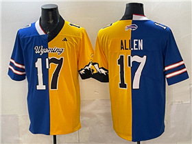 Buffalo Bills Wyoming Cowboys #17 Josh Allen Split Blue/Gold Vapor Limited Jersey