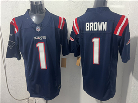 New England Patriots #1 A.J. Brown Navy Vapor F.U.S.E. Limited Jersey