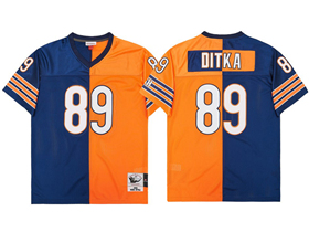 Chicago Bears #89 Mike Ditka Throwback Split Navy Blue/Orange Jersey