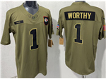 Kansas City Chiefs #1 Xavier Worthy Olive 2025 Salute To Service Limited Jersey