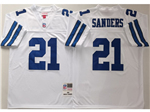 Dallas Cowboys #21 Deion Sanders 1995 Throwback White Jersey