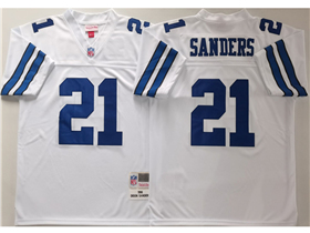 Dallas Cowboys #21 Deion Sanders 1995 Throwback White Jersey