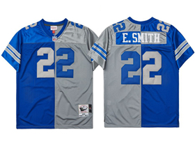Dallas Cowboys #22 Emmitt Smith Throwback Split Blue/Gray Jersey