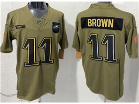 Philadelphia Eagles #11 A.J. Brown Olive 2025 Salute To Service Limited Jersey
