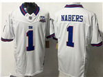 New York Giants #1 Malik Nabers White Color Rush Vapor F.U.S.E. Limited Jersey