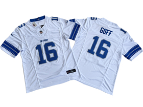 Detroit Lions #16 Jared Goff 2024 White Vapor F.U.S.E. Limited Jersey