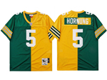 Green Bay Packers #5 Paul Hornung 1961 Throwback Split Green/Gold Jersey