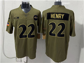 Baltimore Ravens #22 Derrick Henry Olive 2025 Salute To Service Limited Jersey