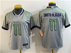 Seattle Seahawks #11 Jaxon Smith-Njigba Women's Gray Rivalries Vapor F.U.S.E. Limited Jersey