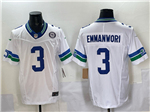 Seattle Seahawks #3 Nick Emmanwori White Throwback Vapor F.U.S.E. Limited Jersey