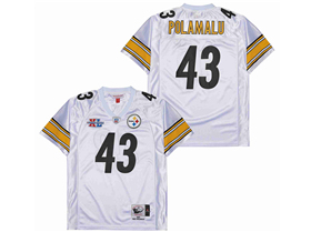 Pittsburgh Steelers #43 Troy Polamalu 2005 Throwback White Jersey