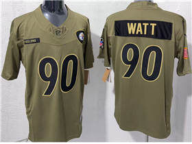 Pittsburgh Steelers #90 T.J. Watt Olive 2025 Salute To Service Limited Jersey