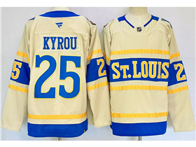 St. Louis Blues #25 Jordan Kyrou Cream 2025 Winter Classic Jersey
