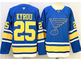 St. Louis Blues #25 Jordan Kyrou Home Blue Jersey