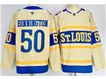 St. Louis Blues #50 Jordan Binnington Cream 2025 Winter Classic Jersey