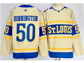 St. Louis Blues #50 Jordan Binnington Cream 2025 Winter Classic Jersey