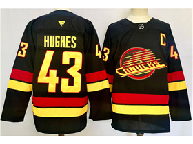 Vancouver Canucks #43 Quinn Hughes Black Jersey