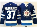 Winnipeg Jets #37 Connor Hellebuyck Navy Blue Jersey