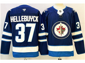 Winnipeg Jets #37 Connor Hellebuyck Navy Blue Jersey