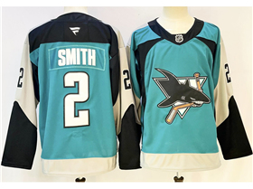 San Jose Sharks #2 Will Smith 2025-26 Throwback Teal Jersey