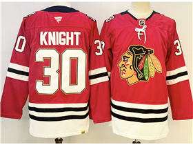 Chicago Blackhawks #30 Spencer Knight 2025 Red 100th Anniversary Jersey